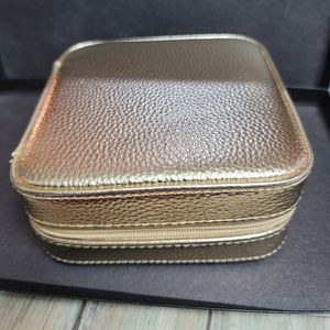 M9 Gold Faux Leather Travel Jewelry Case